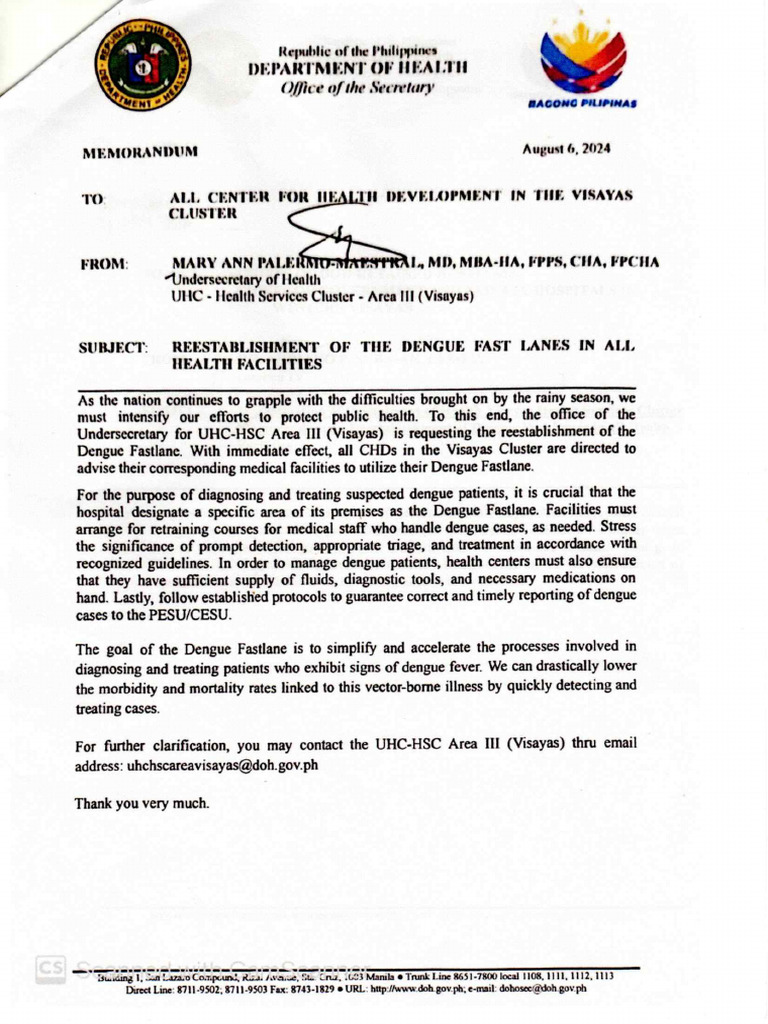 Reestablishment of Dengue Fast Lane | PDF