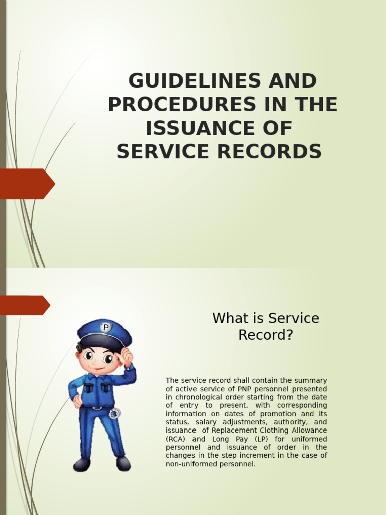 PNP Service Record Issuance Guidelines | PDF | Justice | Crime & Violence