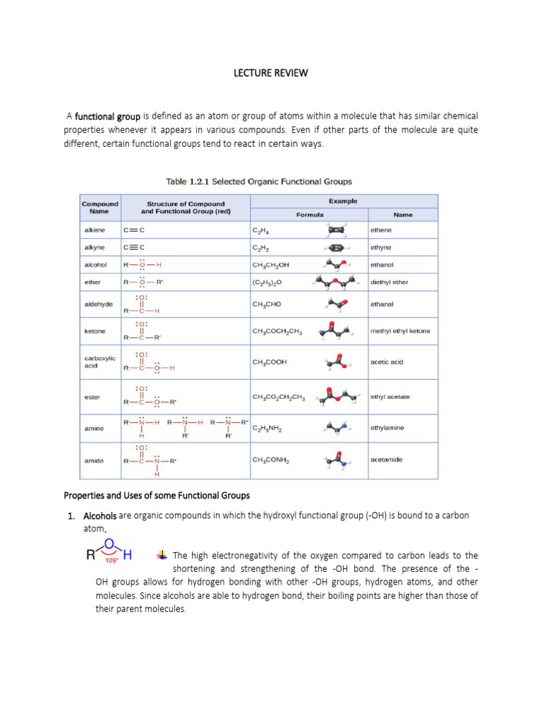 LECTURE-REVIEW | PDF | Polymers | Functional Group