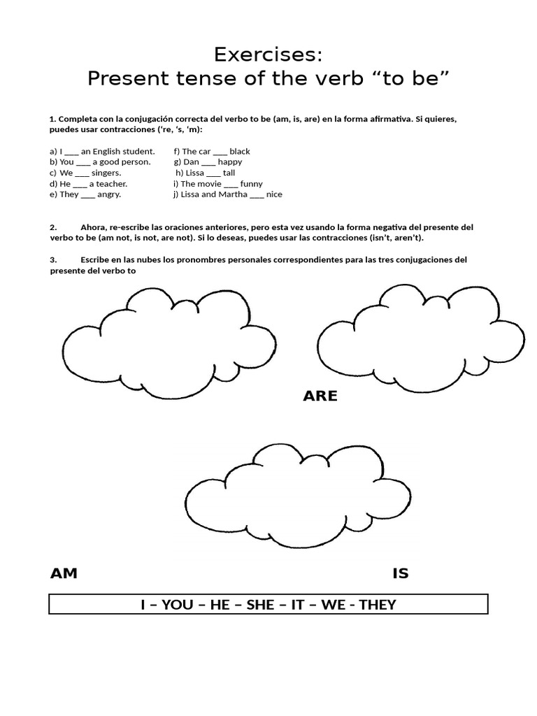 Ejercicios Verb To Be 1 | PDF