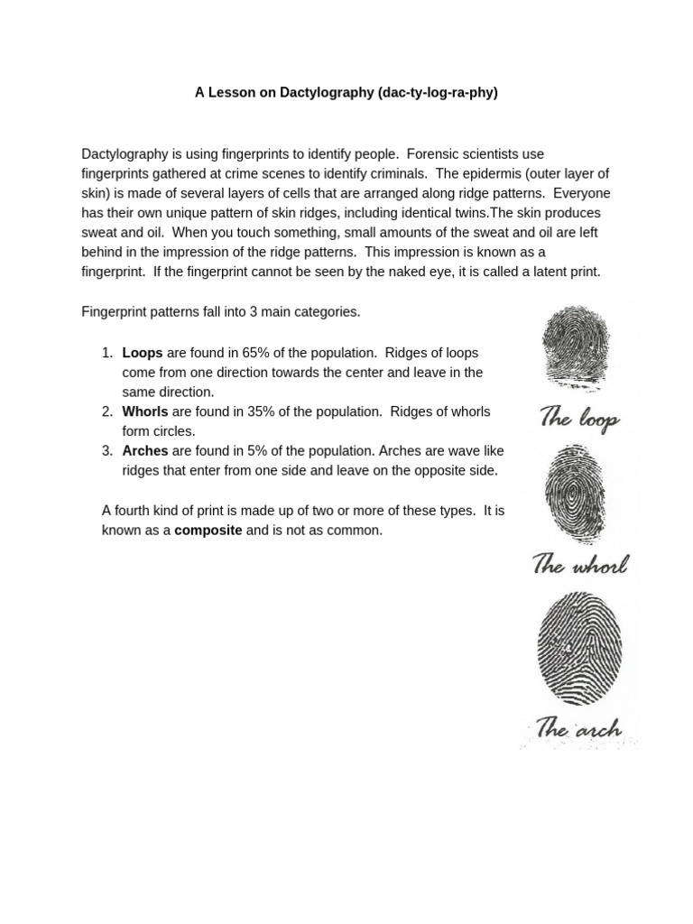 Understanding Dactylography Basics | PDF | Fingerprint | Law ...