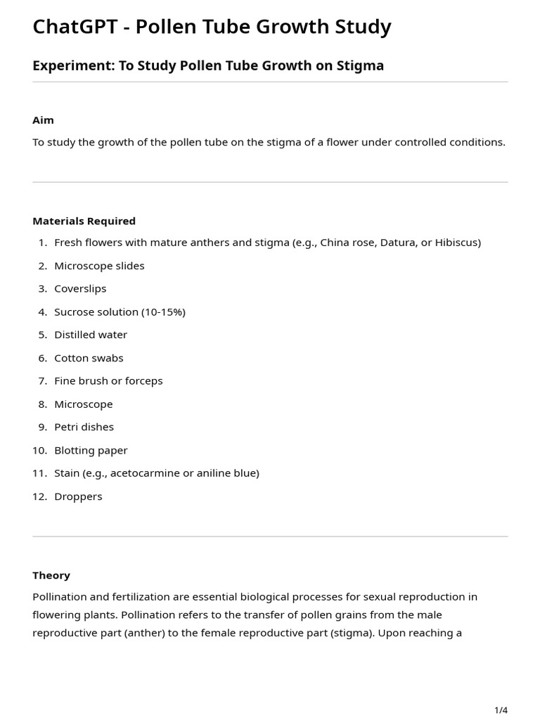 ChatGPT - Pollen Tube Growth Study | PDF | Pollen | Flowers