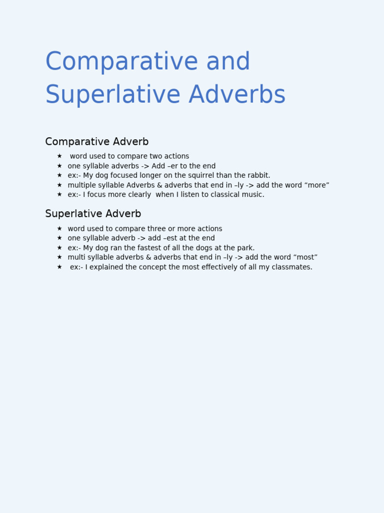 Comparative and Superlative Adverbs | PDF