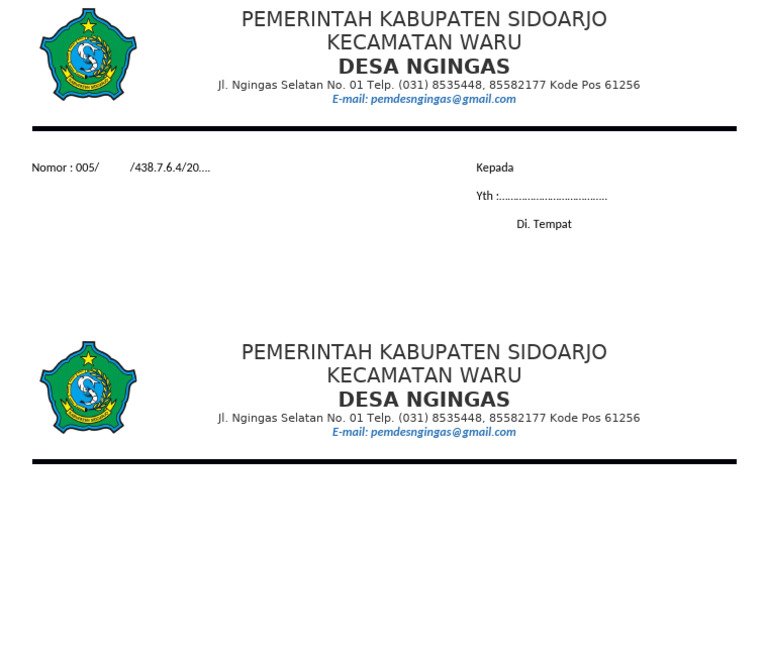 Contoh Desain Print AMPLOP - DESA PUTIH | PDF