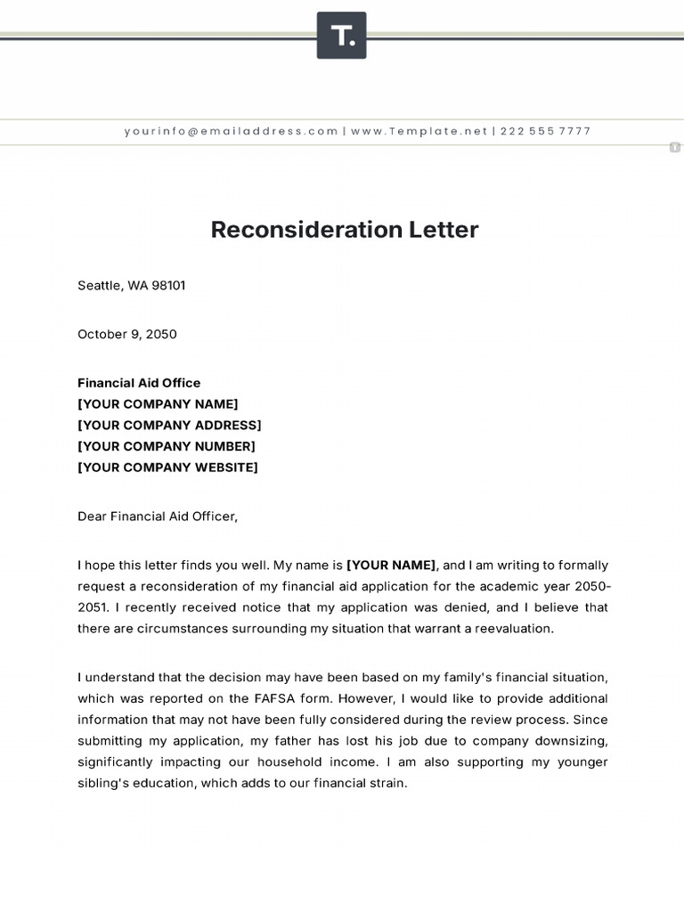 Reconsideration Letter Template PDF