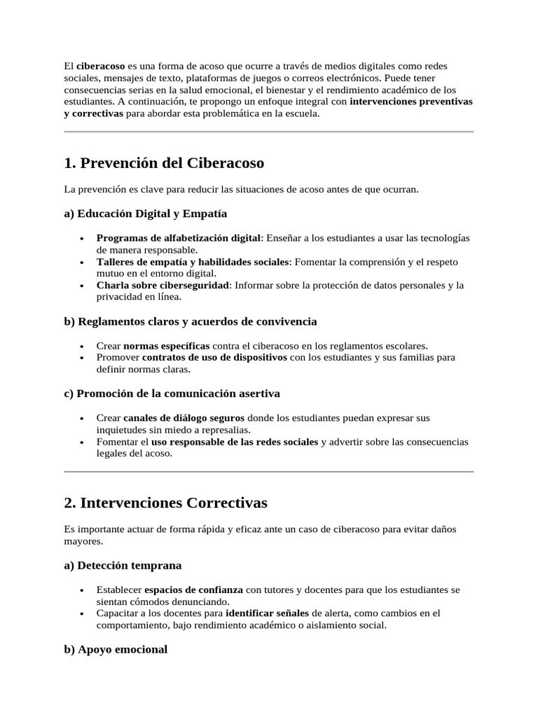Estrategias para Combatir el Ciberacoso Escolar | PDF | Acoso ...