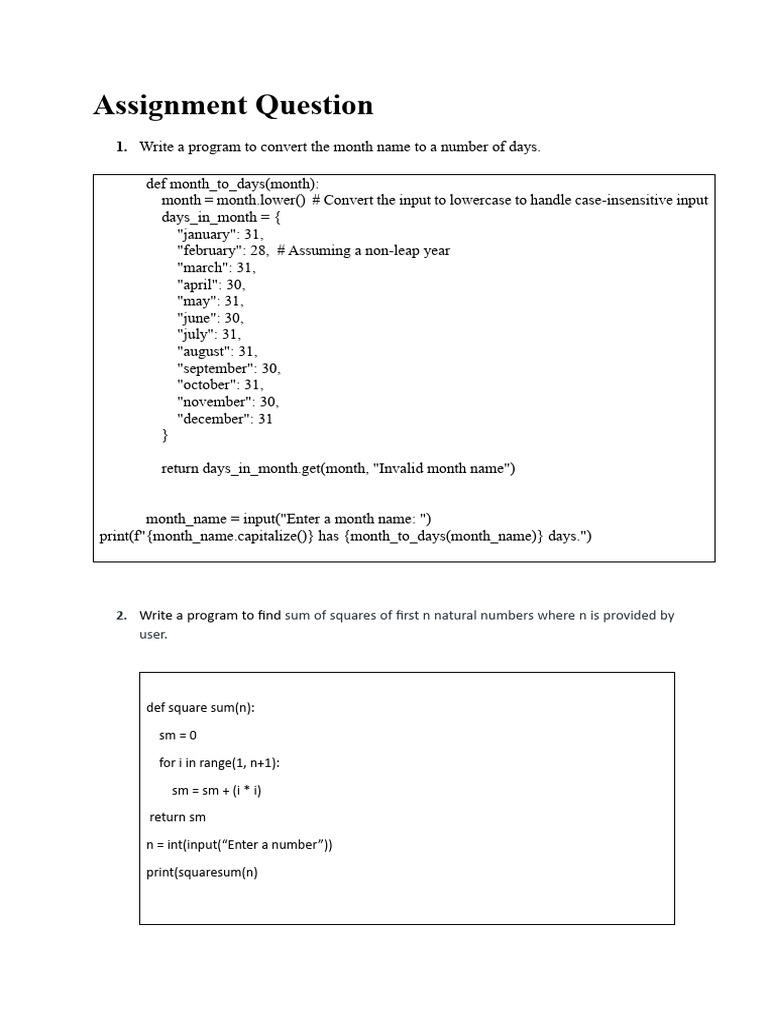Assignment Question For Class 10 | PDF | Computer Programming
