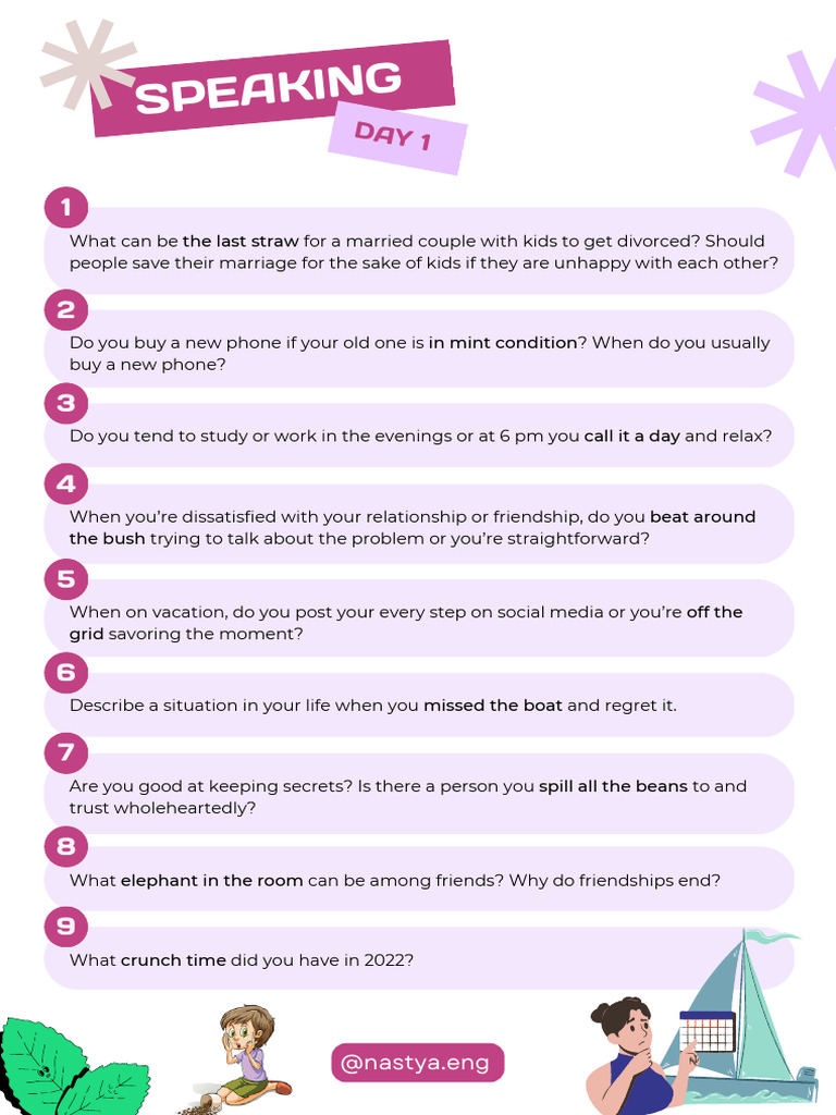 Engaging Speaking Prompts for Discussion | PDF