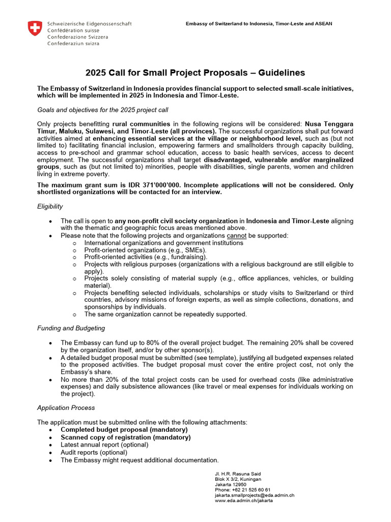 2025 Small Project Proposal Guidelines | PDF | Economies