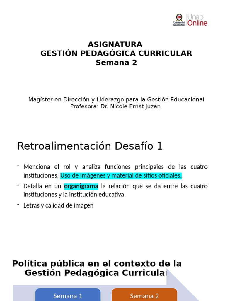 Semana 2 Gesti C3 B3n Pedag C3 B3gica | PDF | Educación más alta