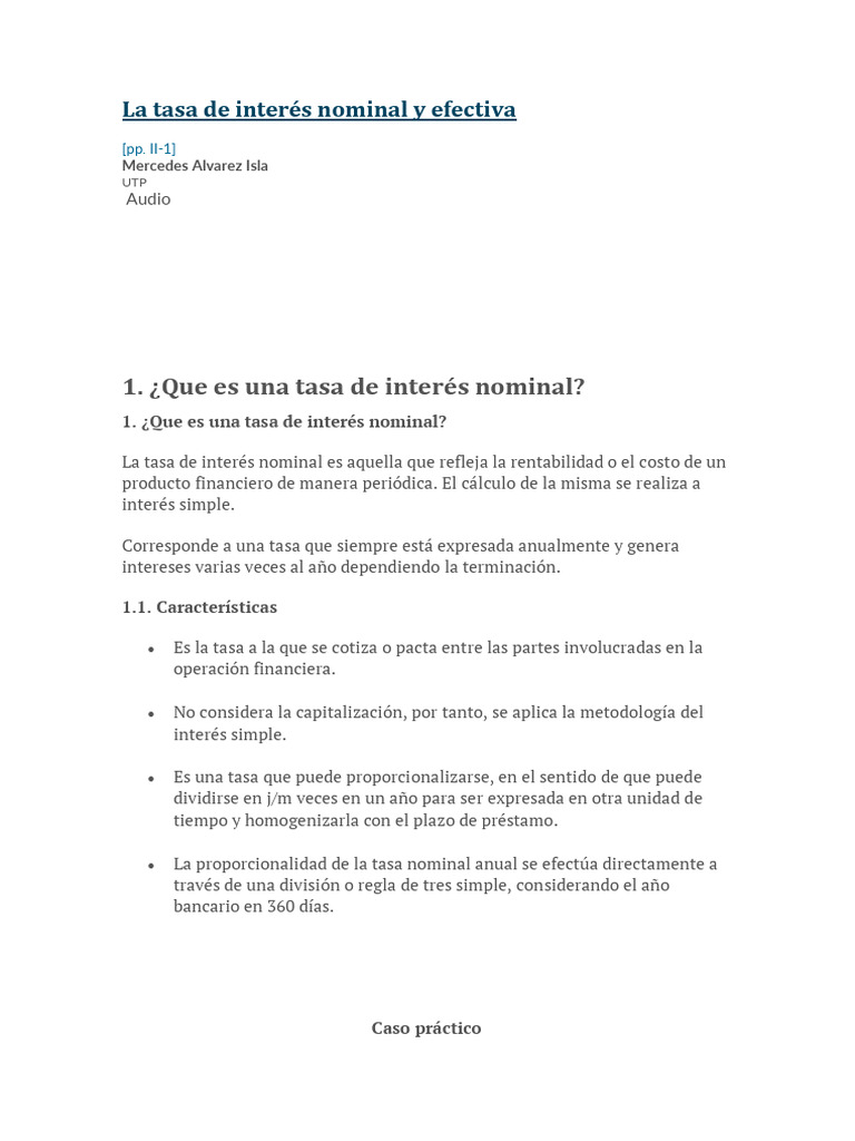La Tasa de Interés Nominal y Efectiva | PDF | Interés | Tasas de interés