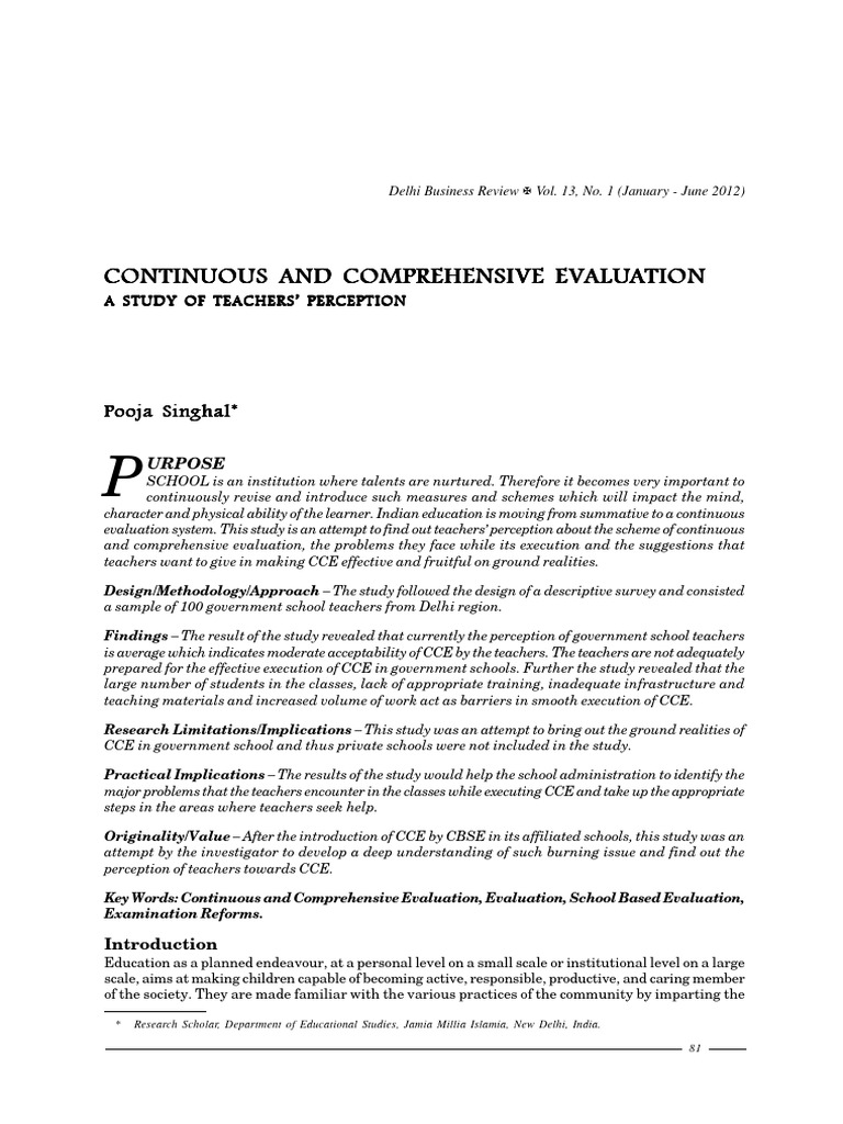 Continuous and Comprehensive | PDF | Evaluation | Teachers
