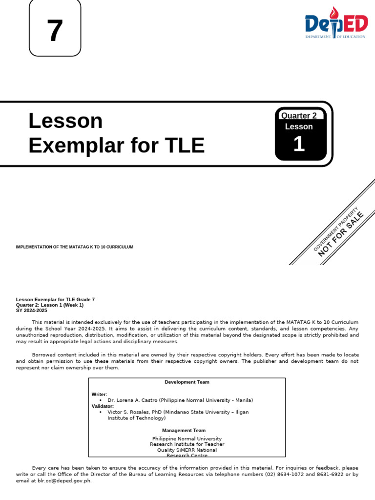 Q2 - LE - TLE 7 - Lesson 1 - Week 1 | PDF | Agriculture | Agribusiness