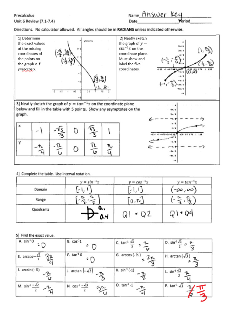 Unit 4 Review PC (Key) | PDF