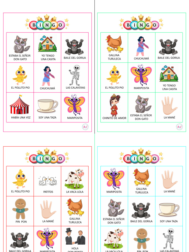 Cartones de Bingo Musical Infantil | PDF
