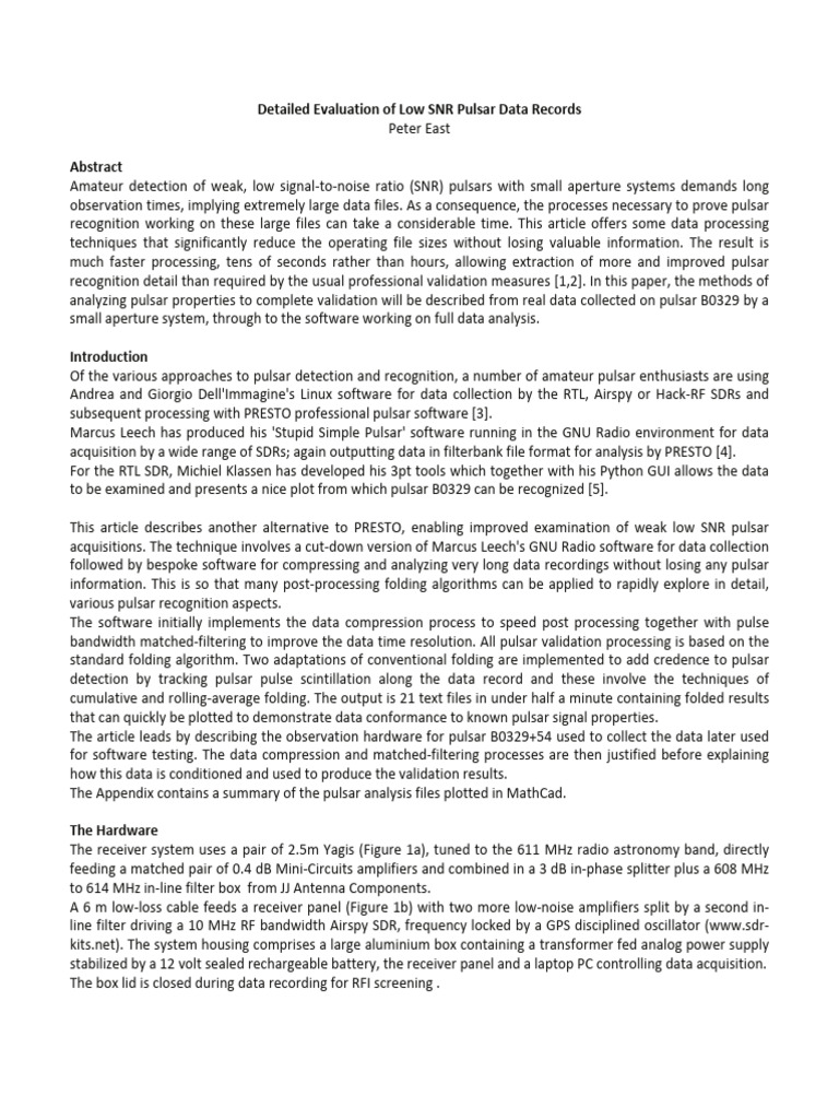 DetailPulsar | PDF | Signal To Noise Ratio | Bandwidth (Signal Processing)