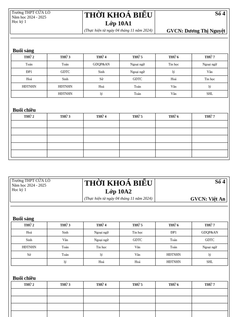 TKB Số 4 | PDF