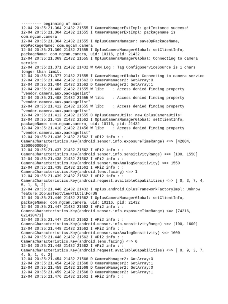 Camera Service Connection Log | PDF | System Software | Software