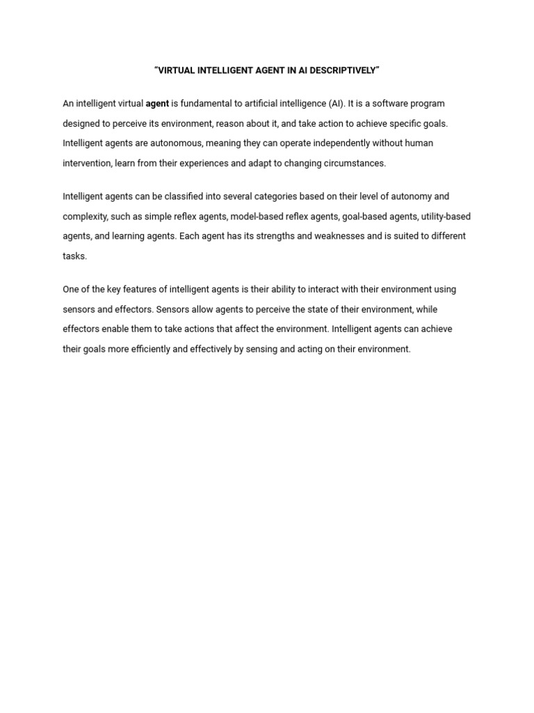 Virtual Intelligent Agents in AI | PDF | Artificial Intelligence ...