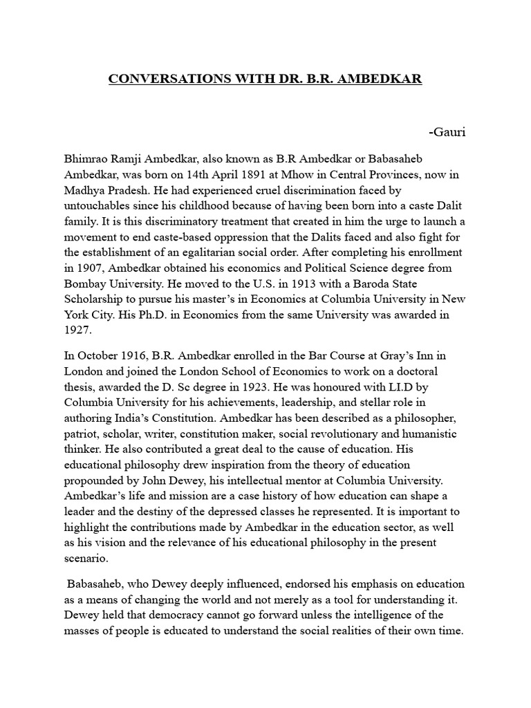 Ambedkar's Vision for Equal Education | PDF | Dalit | Social Exclusion