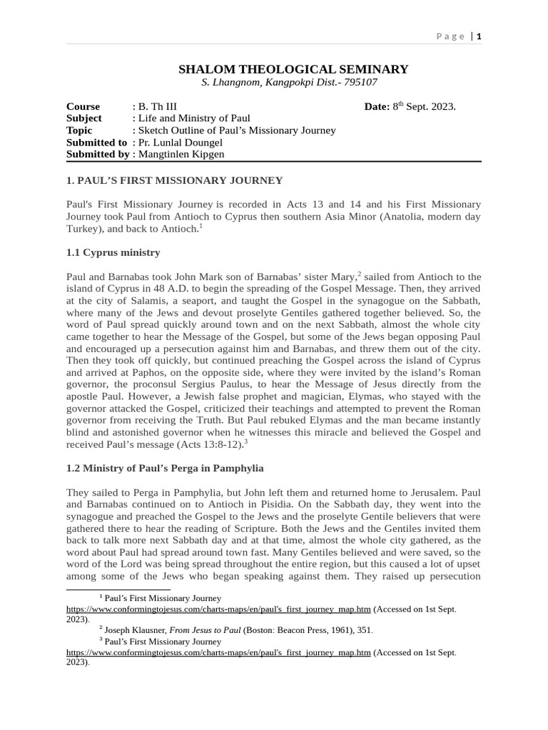 Paul Ministry Journey B. TH III | PDF | Paul The Apostle | Early ...