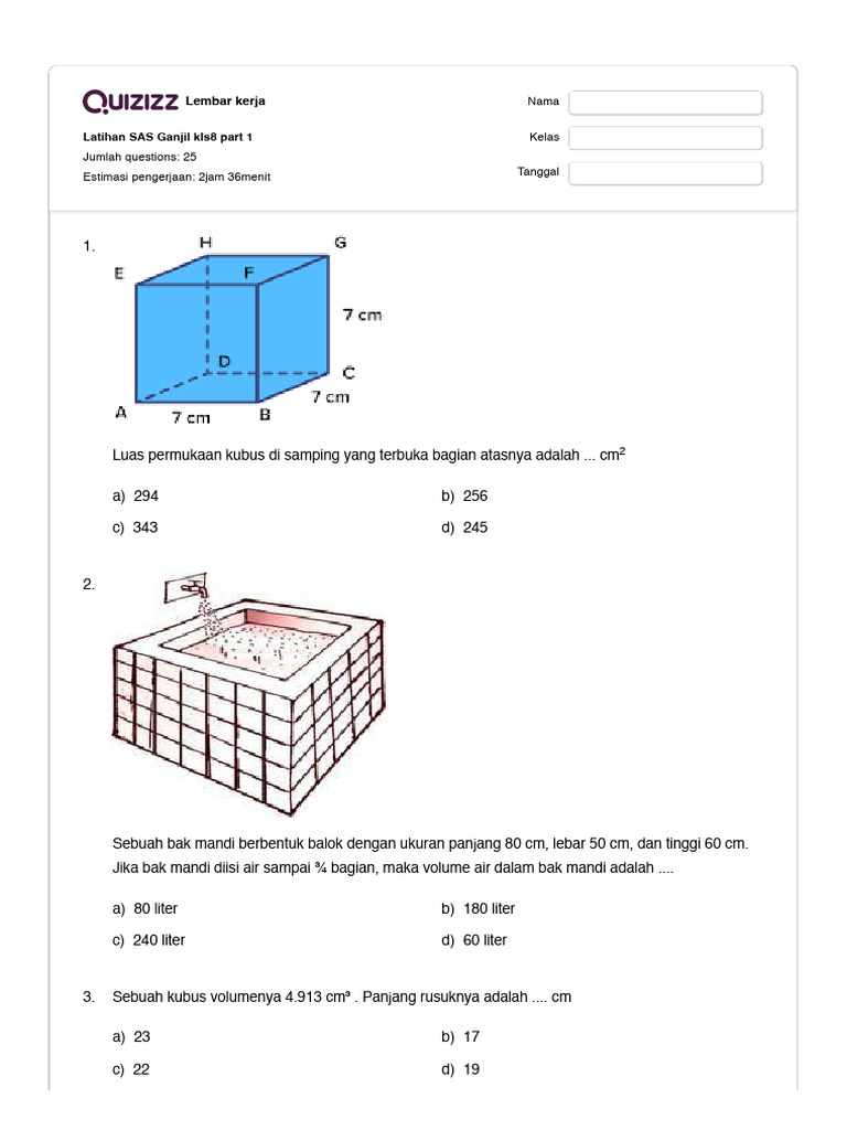 Latihan SAS Ganjil kls8 part 1 _ Quizizz | PDF