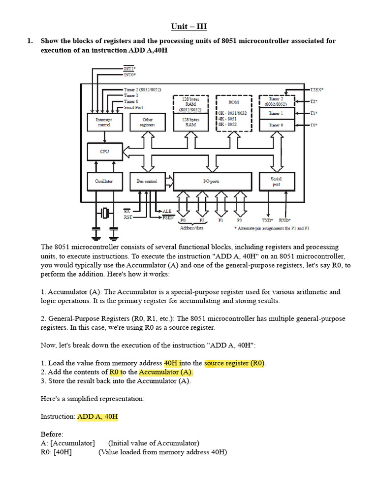 8051 Microcontroller Instruction Execution | PDF | Microcontroller ...