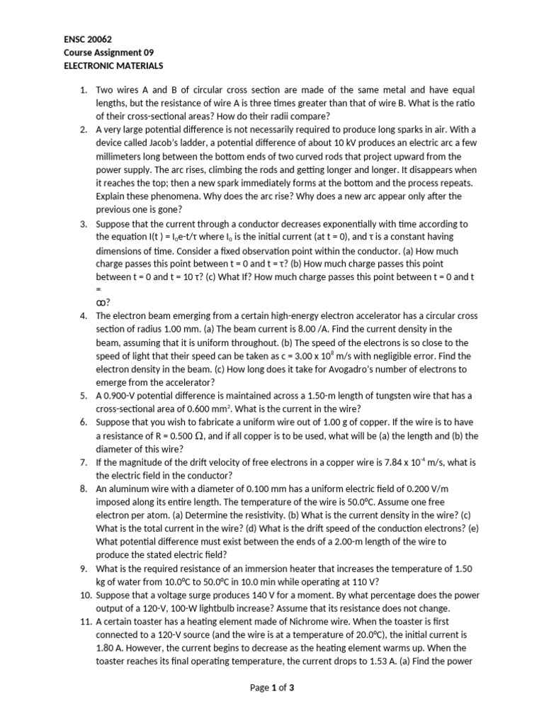 CA09 Electronic Materials | PDF | Capacitance | Electrical Resistivity ...