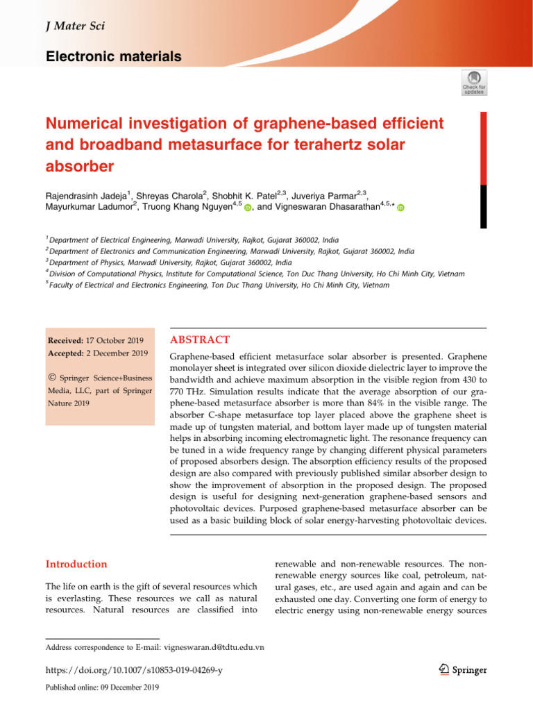 10.1007@s10853 019 04269 y | PDF | Graphene | Terahertz Radiation