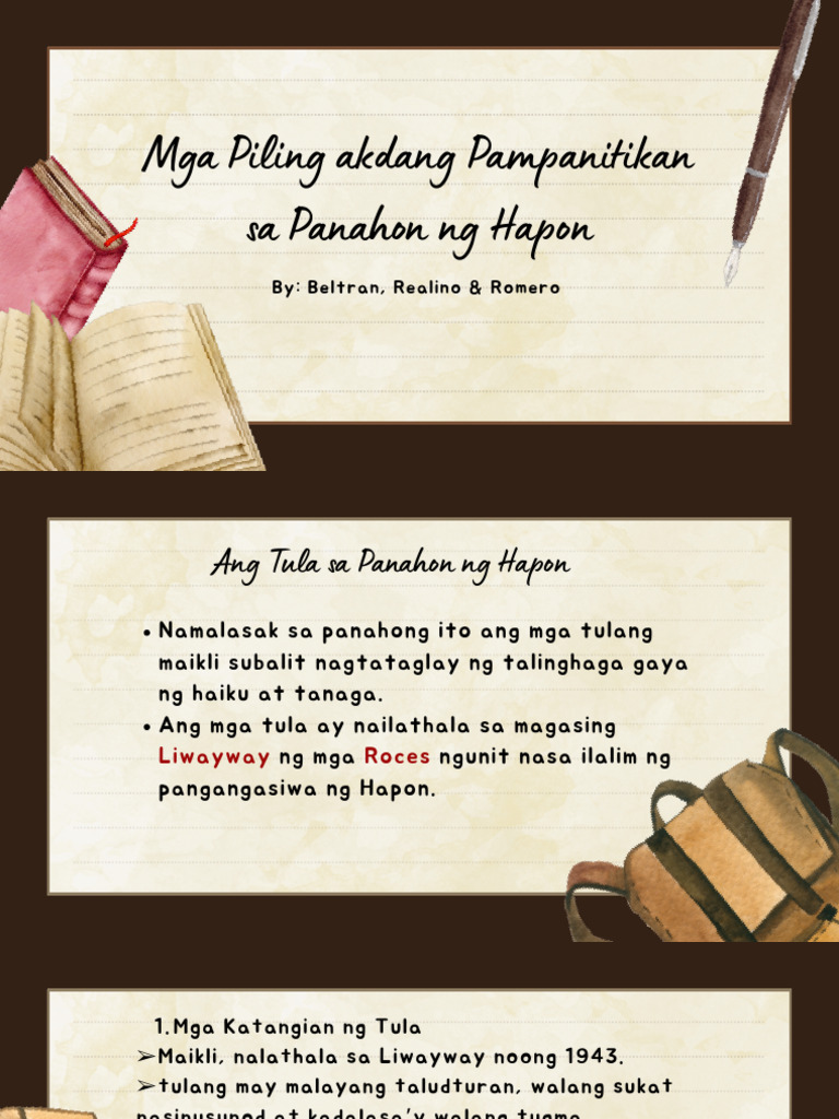 Mga Piling Akda Sa Panahon NG Mga Hapon | PDF
