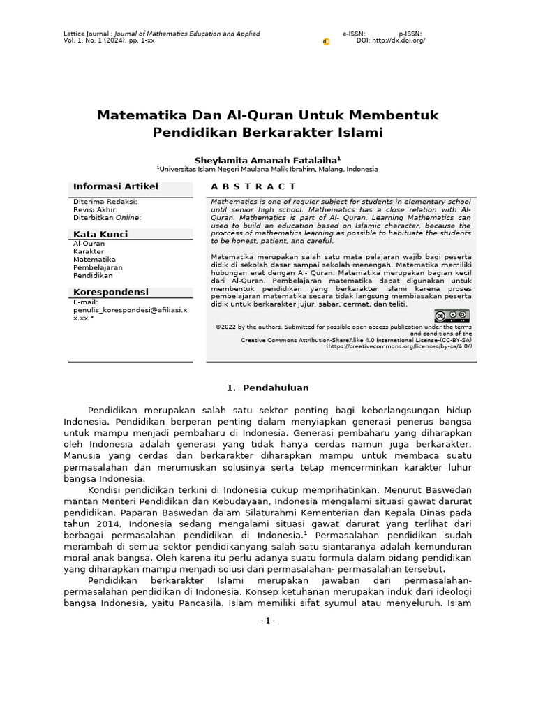 Matematika dan Al-Quran dalam Pendidikan Islami | PDF