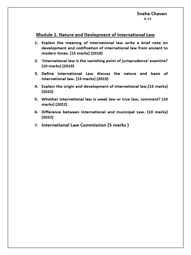 PIL Module 1 Nature and Devlopment of International Law | PDF ...