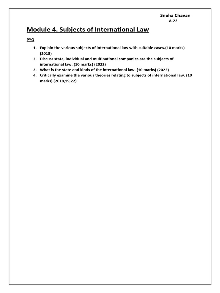 PIL Module 4 Subjects of International Laws | PDF | International Law ...
