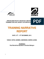 Policy Advocacy and Engagement Training Narrative Report - Freetown, Sierra Leone (December 12 - 15, 2011)
