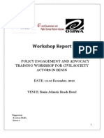 Policy Advoccay and Engagement Training Narrative Report - Cotonou, Benin - (December 2010)