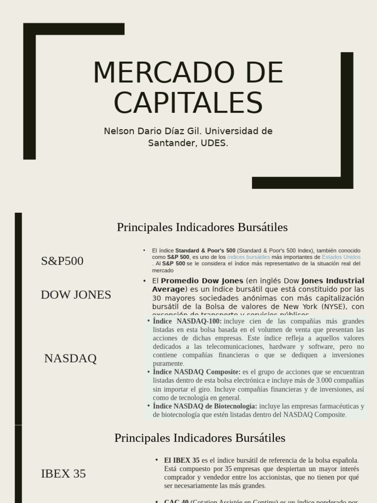 Indicadores Clave del Mercado de Capitales | PDF | Bolsa | Economía del ...