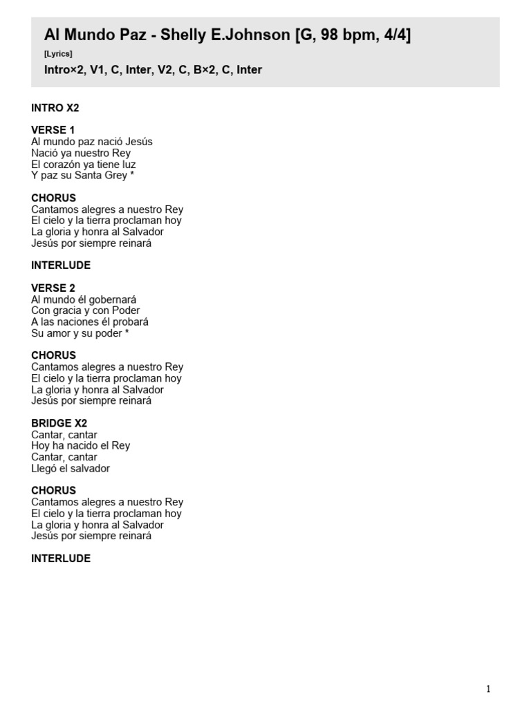 Al Mundo Paz - Letra | PDF