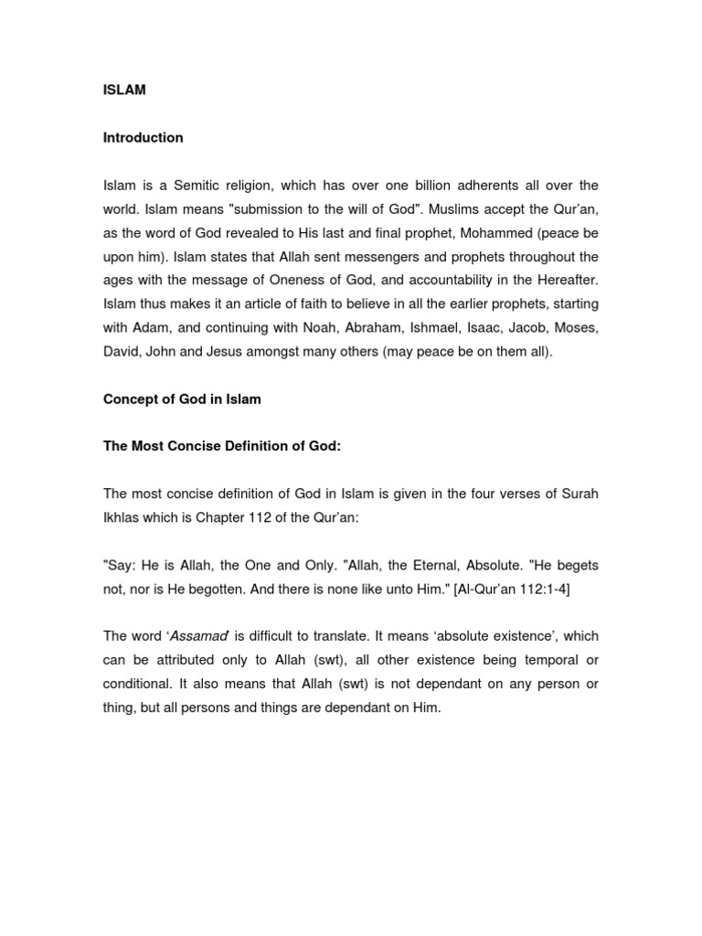 Understanding the Concept of God in Islam | PDF | Tawhid | God In Islam