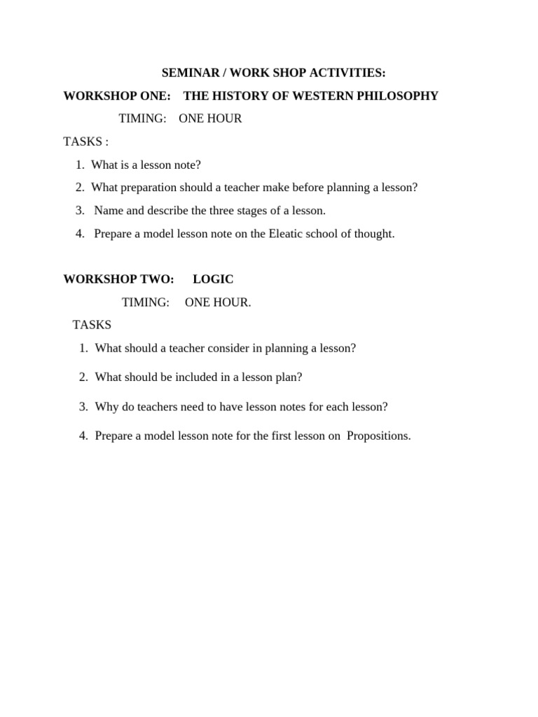 Seminar Wor Shop | PDF