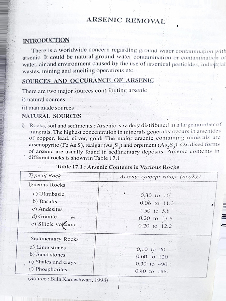 Arsenic Removal - DWTU | PDF
