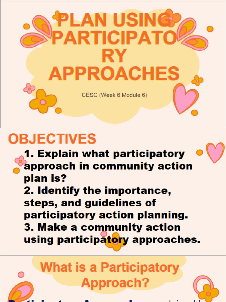 CESC 12 Q2 W6 Plan Using Participatory Approach | PDF | Evaluation