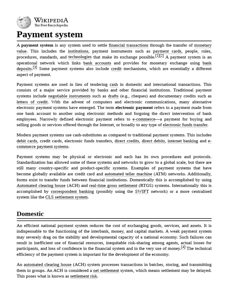 Overview of Payment Systems | PDF | Payment System | Services (Economics)