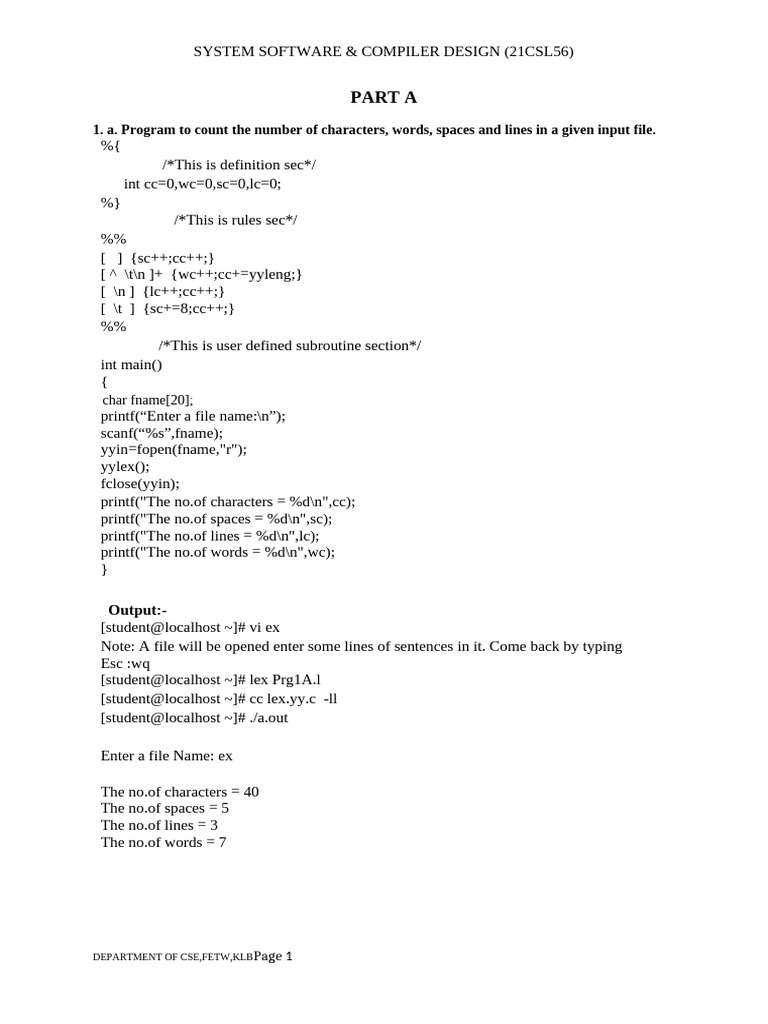 Final Manual of SS& CD Lab SSCD | PDF | Parsing | Software