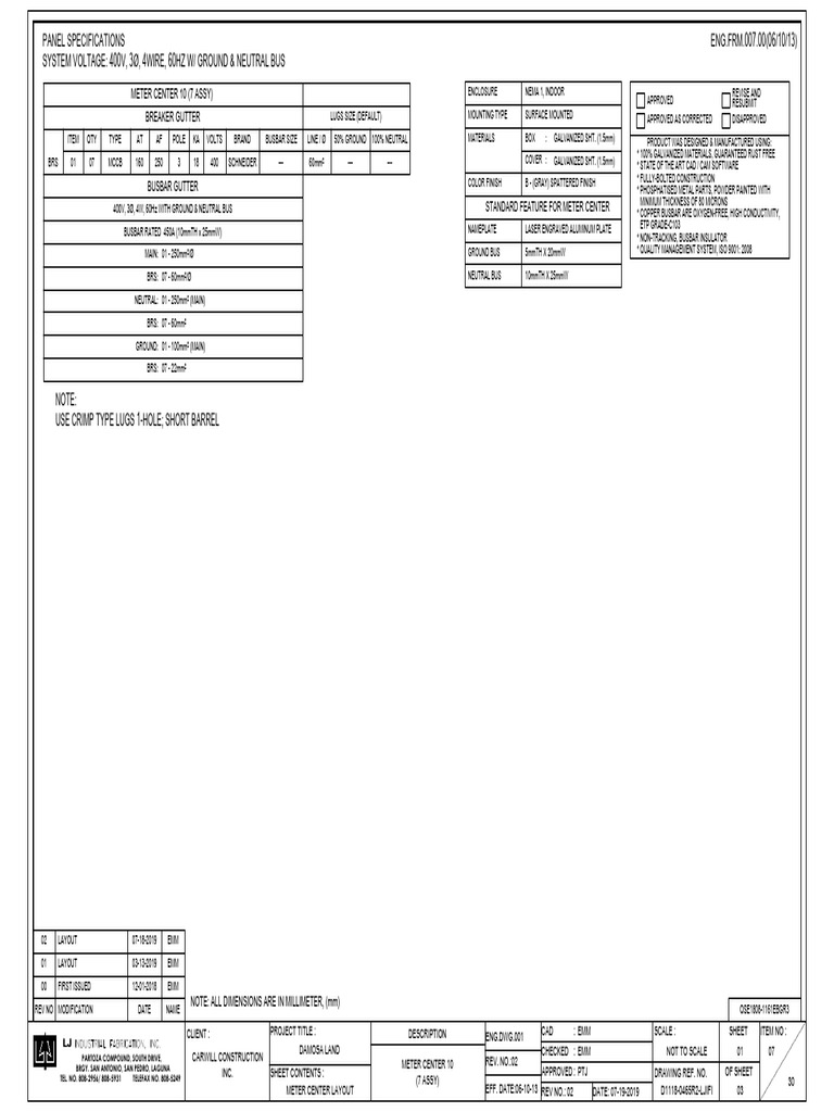 Meter Center 10 Specifications and Layout | PDF | Electric Power ...