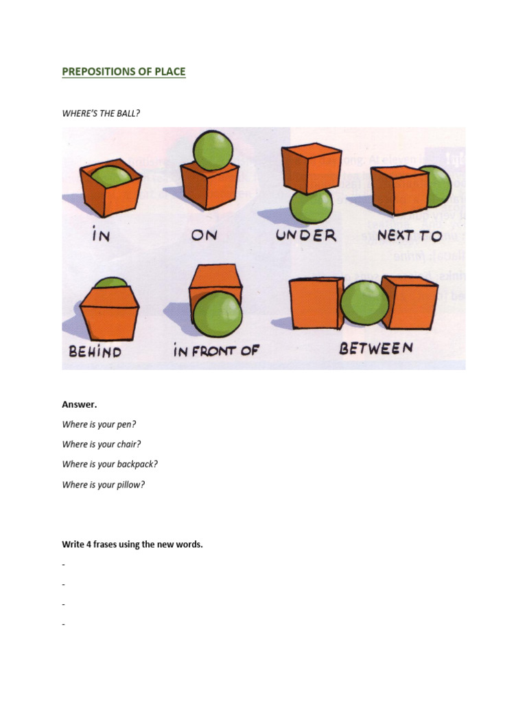 Prepositions of Place Activities | PDF