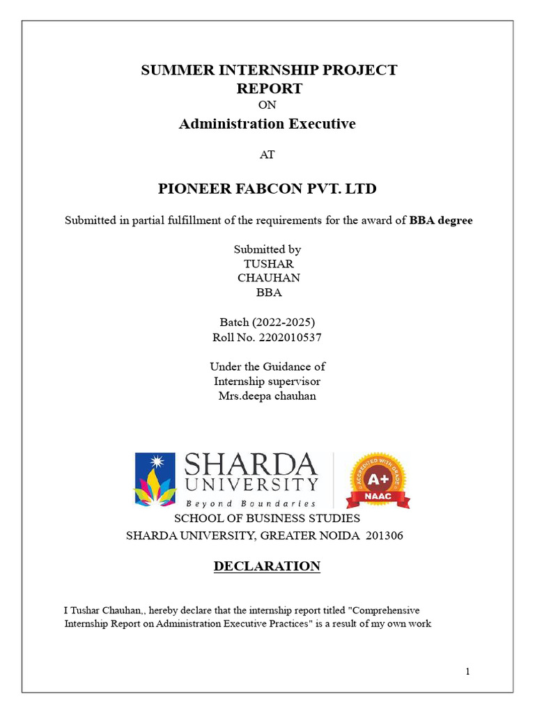 Internship Report: Administration Executive | PDF | Human Resources ...