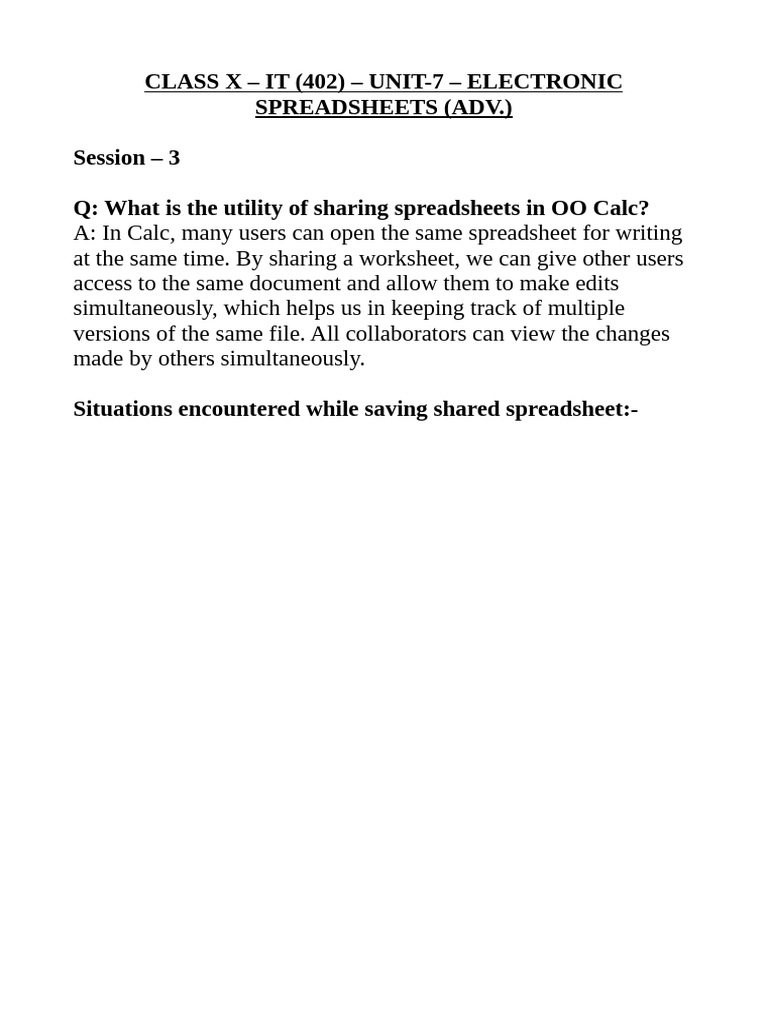 Sharing and Managing Spreadsheets in Calc | PDF | Spreadsheet | Macro ...