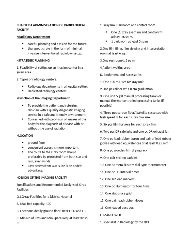 Radiology Department Facility Design | PDF | Radiography | Radiology