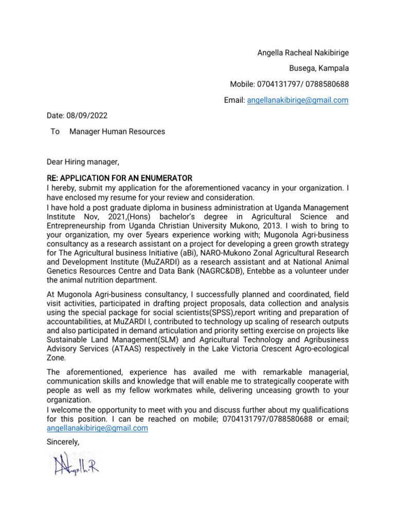 Cover Letter CIP | PDF