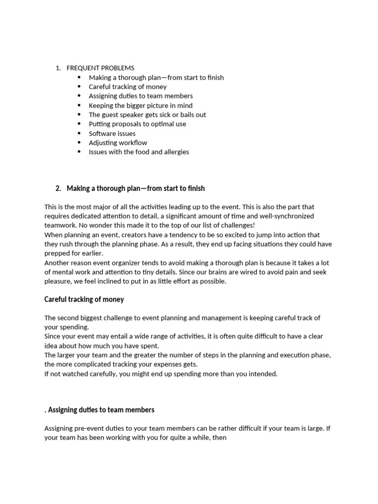 Event Planning Challenges and Solutions | PDF | Cognitive Science ...